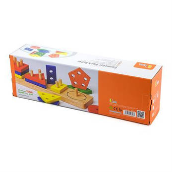 Дерев'яна логічна пірамідка Viga Toys Геометричні фігури (58558), фото 2