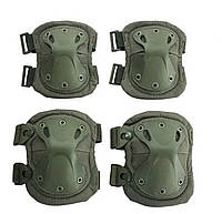 Тактические защитные наколенники и налокотники из ударопрочного пластика 4 шт 1000D Зеленый Army gre