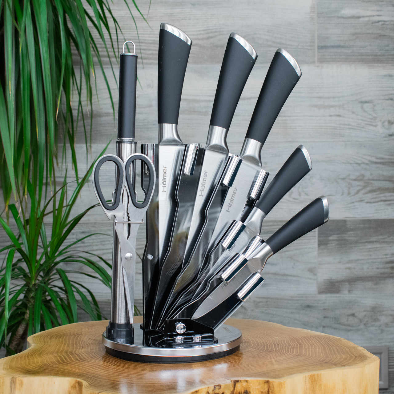 Набір ножів із неіржавкої сталі Holmer Chic на підставці віял