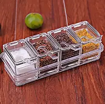 Спецівник Crystal Seasoning Box, Органайзер для приправ, кухонний набір — спецівниця з 4 ємностями, фото 4