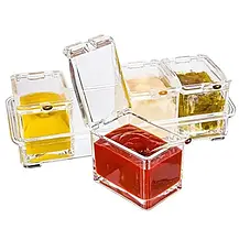 Спецівник Crystal Seasoning Box, Органайзер для приправ, кухонний набір — спецівниця з 4 ємностями, фото 6