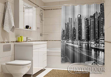 Фото Шторка для ванної "Чорно-біле місто" - ціна вказана за 1 м.кв. Читаємо опис!