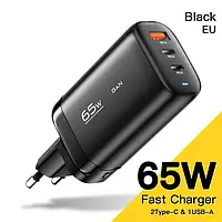 Зарядное устройство Essager 65W GaN 2xUSB-С/1xUSB-A, QC3.0/PD3.0/Fast Charge, Black (ES-CD23)