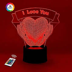 3D-светильник "I LOVE YOU" з пультом + адаптер +батарейки (3ААА)