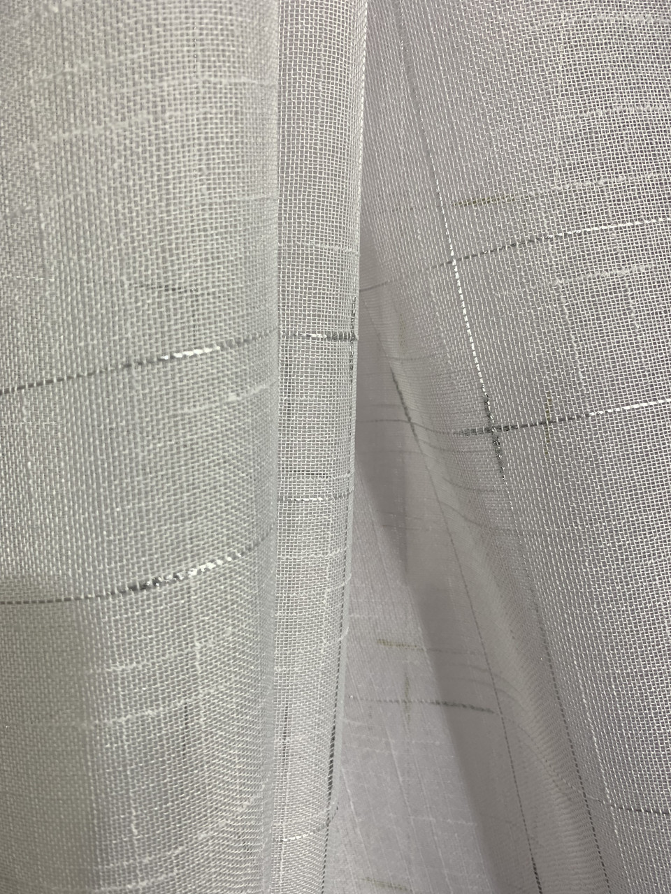 Тюль на метраж із льону біла зі срібною ниткою, висота 2,8 м (608-5), фото 1