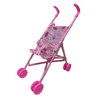 Коляска для ляльок Bambi 886-1-4, подвійні колеса, складана (Буква)