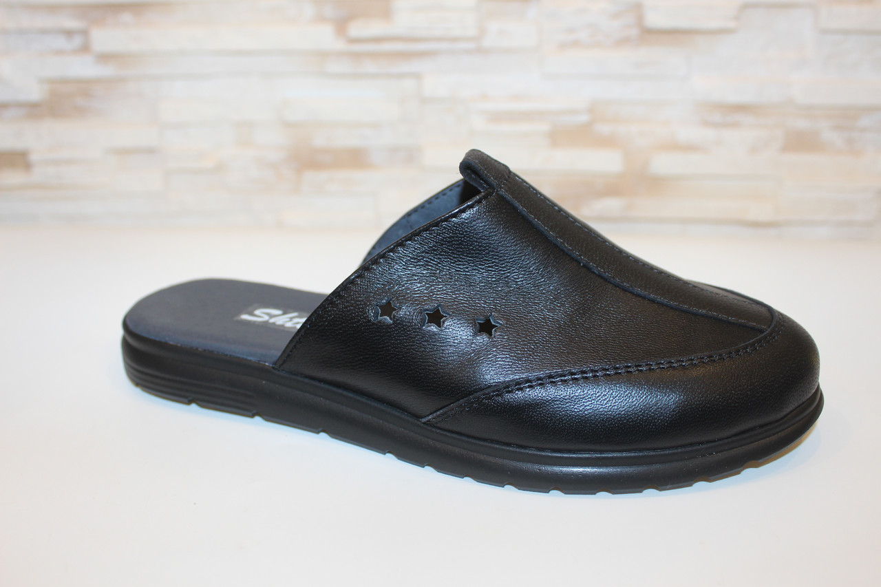 Шльопанці сабо жіночі чорні натуральна шкіра Б1433, фото 1