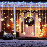 Занавесные светильники Koicaxy Snowflakes, 16 снежинок 94 светодиодных рождественских оконных светильника
