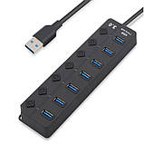 Uni Cafe USB Hub 3.0 High Speed 7 Port USB 3.0 Hub Splitter On/Off Switch з адаптером живлення, фото 4