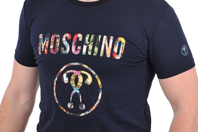 Футболка мужская Moschino 23-Y-6416 тёмно-синяя - фото 5 - id-p1817656830