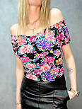 Жіночий літній топ у квітковий принт з відкритими плечима Pink Woman (р. 42-46) 1171074r, фото 4