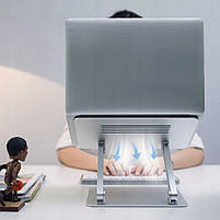 Алюмінієва підставка до ноутбука Nillkin ProDesk 11" - 17" Темно-сіра, фото 4