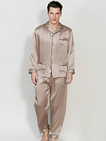 Пижама мужская шовкова колір бежевий капучіно (розмір S- XXXL 44-54), фото 2