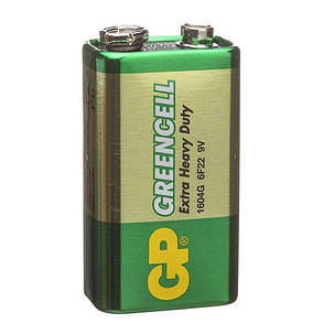 Батарейка крона GP Greencell 1604GLF 6F22 9V (Сольова), фото 1
