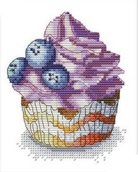 Вишивка хрестиком комплект із нитками Чорничний десерт 16х19 см (арт. MK151)