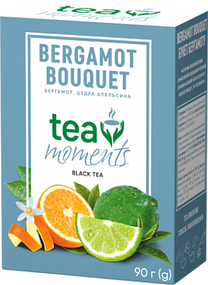 Чай листовий Curtis у новому дизайні Tea Moments Bergamot Bouquet чорний з бергамотом 90 грамів, фото 1