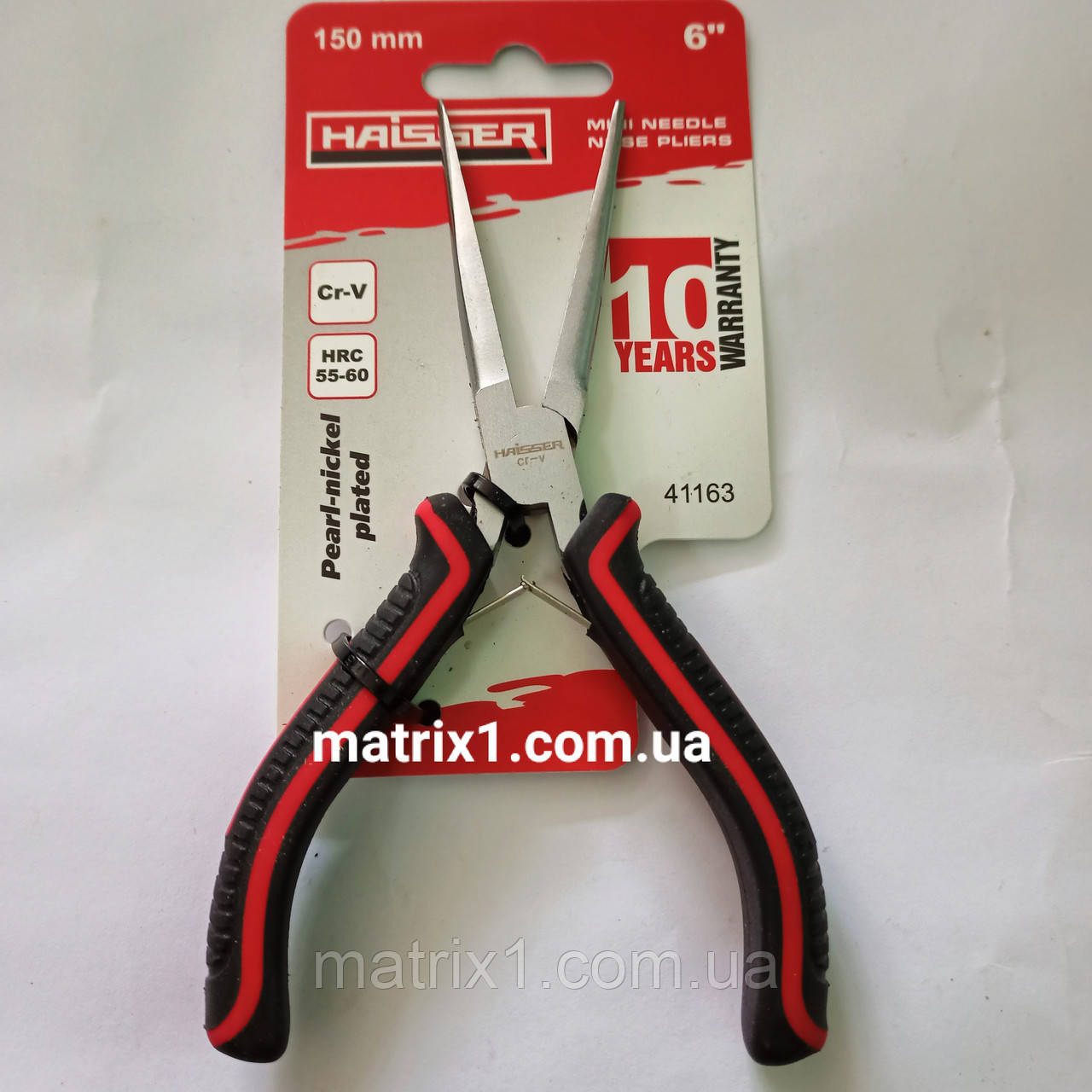 Міні тонкогубці прямі 150мм Cr-V Pearl-nickel HAISSER, фото 1