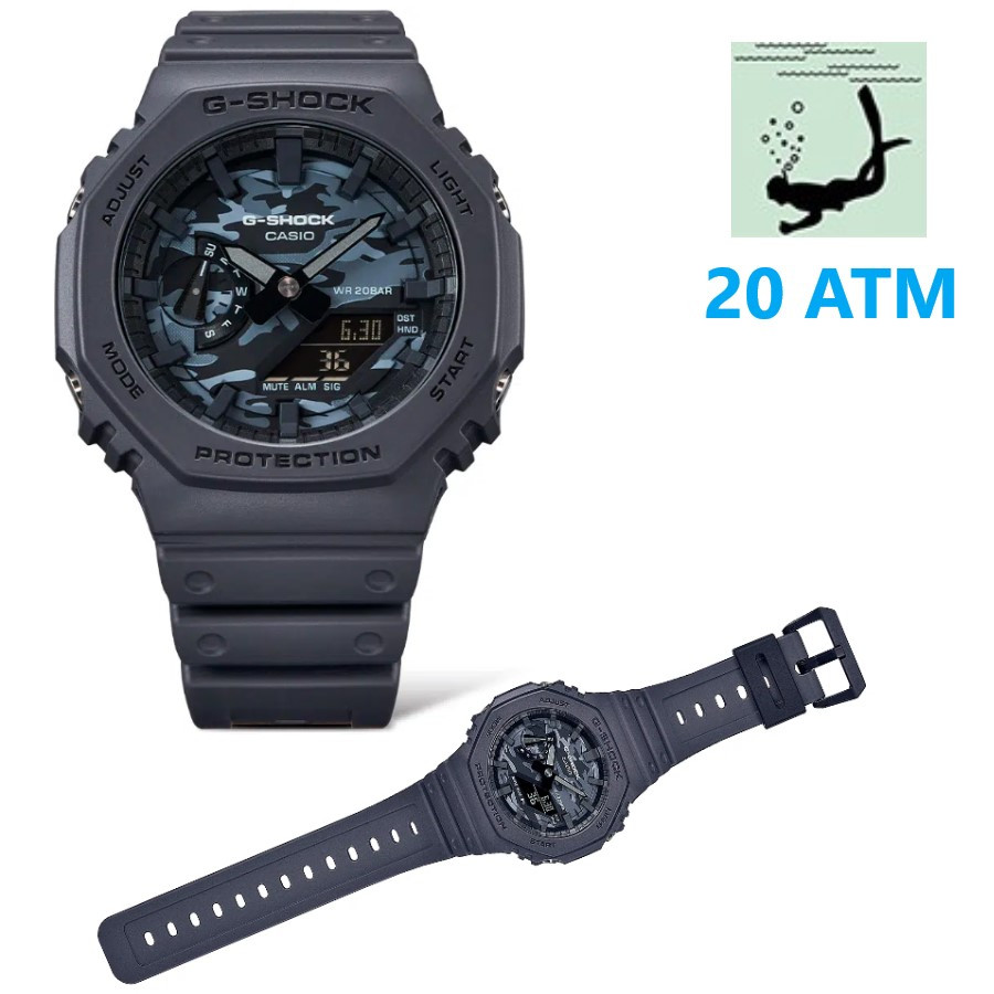 Годинник наручний чоловічий Casio G-Shock GA-2100 оригінал, годинник водонепроникний 200 м протиударний з підсвічуванням