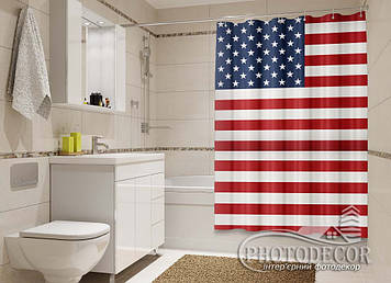Фото Шторка для ванної "Американський прапор" - ціна вказана за 1 м.кв. Читаємо опис!