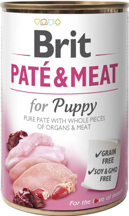 Консервований корм для цуценят з куркою та індичкою Brit Pate & Meat Chicken 400 г