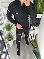 Спортивний костюм чоловічий Nike весна\осінь турецький преміум дайвінг, Найк костюм чорного кольору