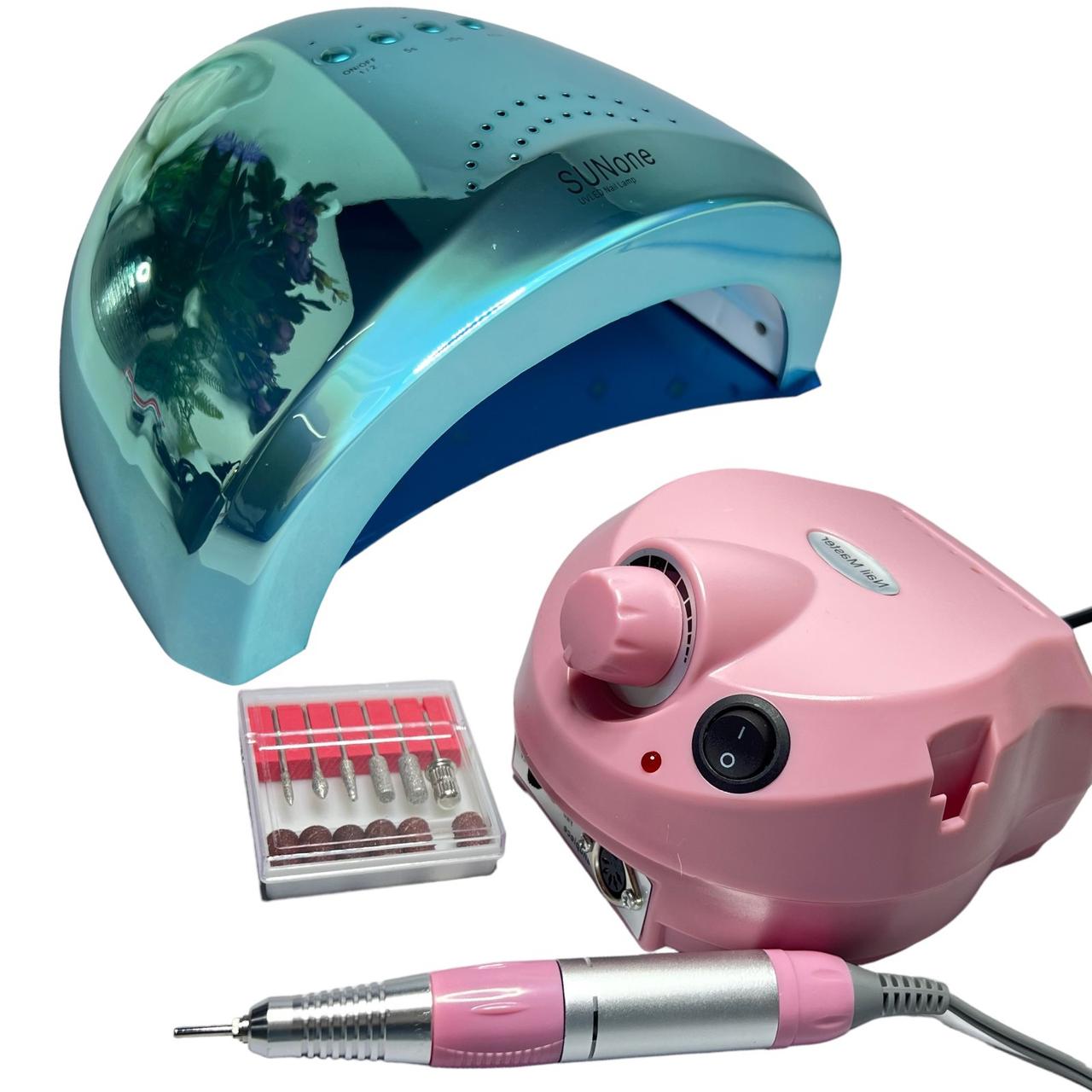Набір для нігтів фрезер ZS-601 та лампа  дзеркальна 48 вт