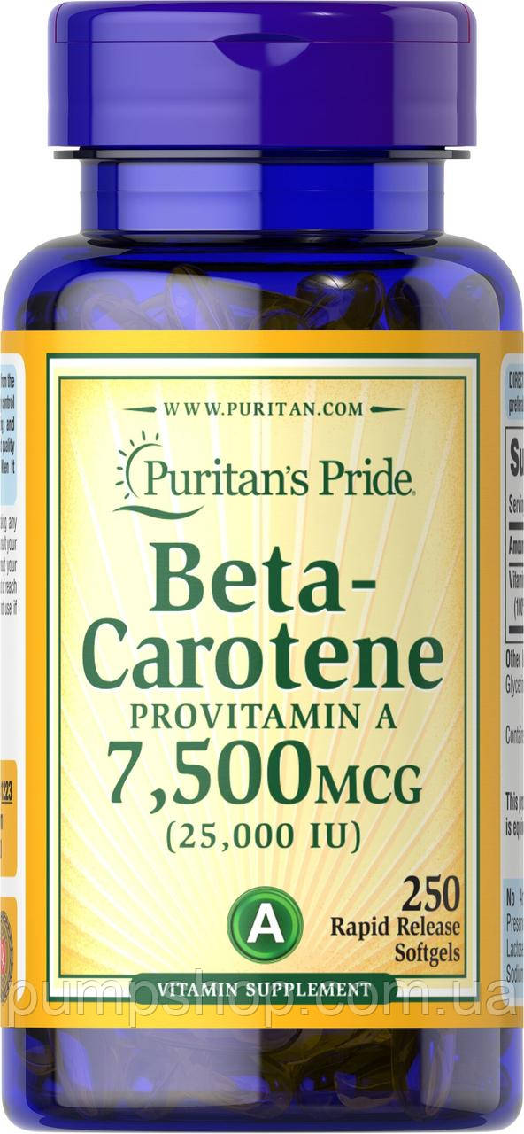 Вітамін А (бета-каротин) Puritan's Pride Beta-Carotene Provitamin A 7500 мкг (25,000 IU) 100 капс.