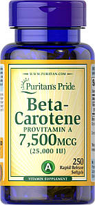 Вітамін А (бета-каротин) Puritan's Pride Beta-Carotene Provitamin A 7500 мкг (25,000 IU) 100 капс.