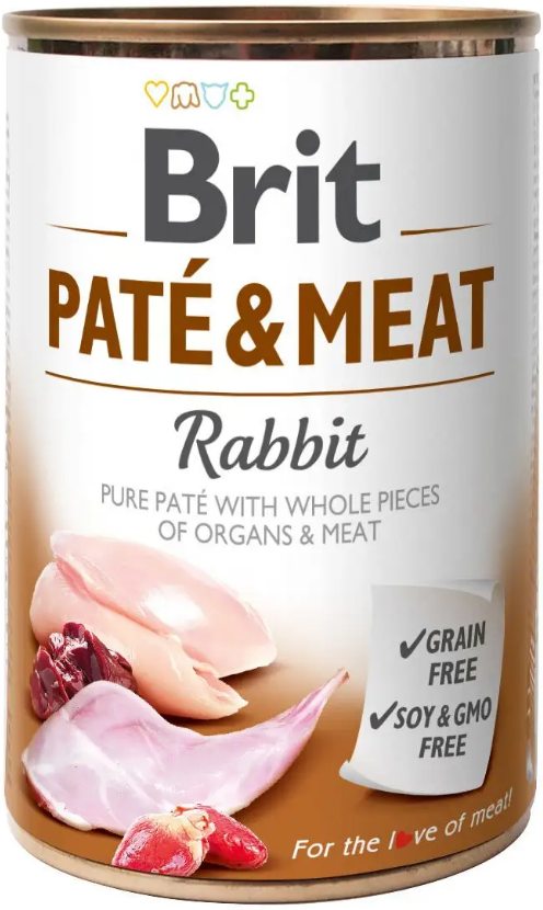 Консервований корм для собак з кроликом та куркою Brit Pate & Meat Rabbit 400 г