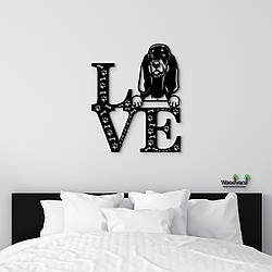 Панно Love&Bones Чорно-підпалий гончак 20x25 см - Картини та лофт декор з дерева на стіну.