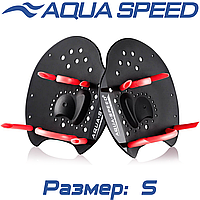 Лопатки кистевые для плавания лопатки на руки для плавания Aqua Speed SKILL PADDLE, черно-красные (S)