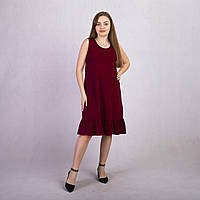 Жіночий літній сарафан фулікра "Однотон бордовий колір" р. 42-46 46-48
