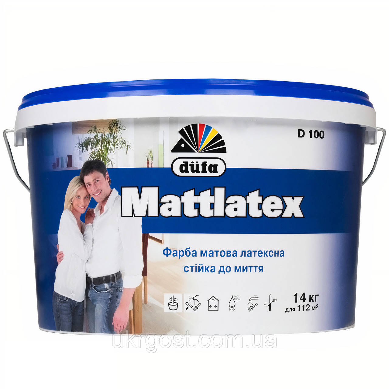 Фарба латексна водоемульсійна Dufa Mattlatex D100 14 кг | Матова | Для стін | Миюча