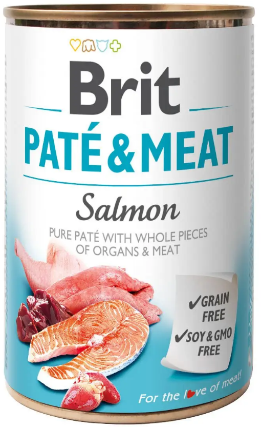 Консервований корм для собак з лососем та куркою Brit Pate & Meat Salmon 400 г