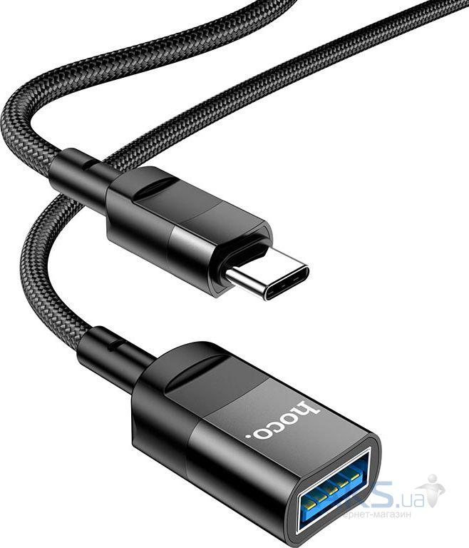 USB OTG Подовжувач Hoco U107 Type-C male to USB female USB3.0 1.2m  Black