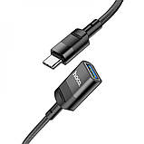 USB OTG Подовжувач Hoco U107 Type-C male to USB female USB3.0 1.2m  Black, фото 2