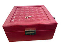 Сундук (Скатулка) органайзер с замком для хранения украшений бижутерии из кожзама с зеркалом 012 TZP168