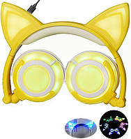 Светящиеся наушники с кошачьими ушками BL108 Yellow