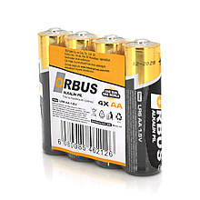 Батарейка калюжна Orbus 1.5V AA/LR06, 4 штуки shrink