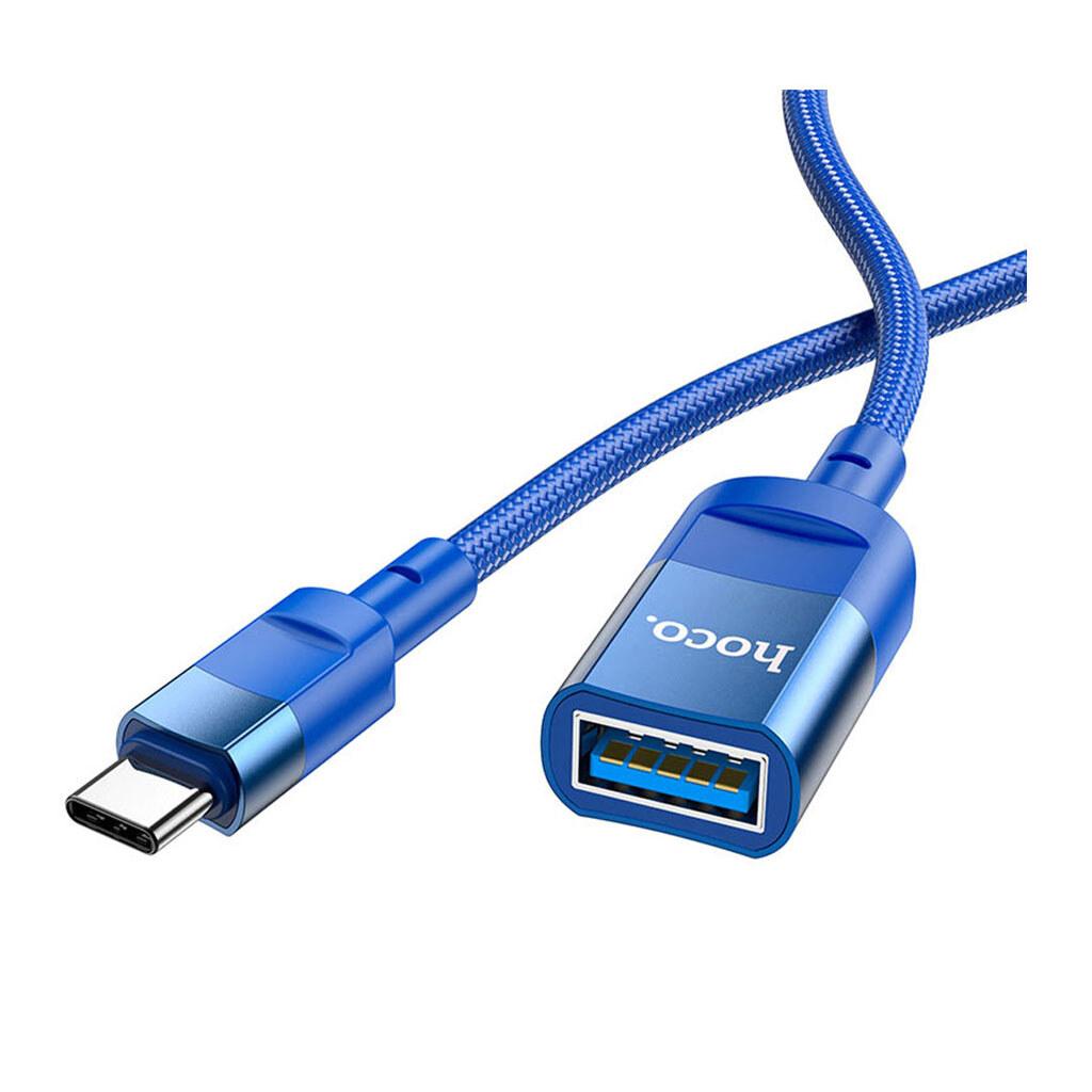 USB OTG Подовжувач Hoco U107 Type-C male to USB female USB3.0 1.2m Blue