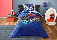 Підлітковий комплект Disney TAC Spiderman Blue City Ранфорс / простирадло на резинці