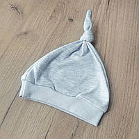 38 (22) 1-3 міс трикотажна шапочка з вузликом для новонароджених в пологовий будинок без зав'язок 4046 Сірий