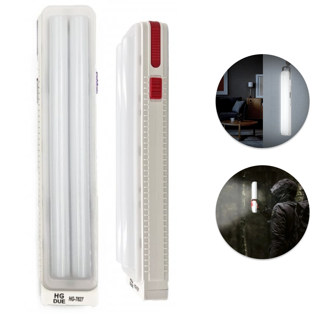 Акумуляторний ліхтар 2400 мАг, 60 SMD, HG-7627 / Світлодіодний світильник / Аварійна лампа з акумулятором, фото 1