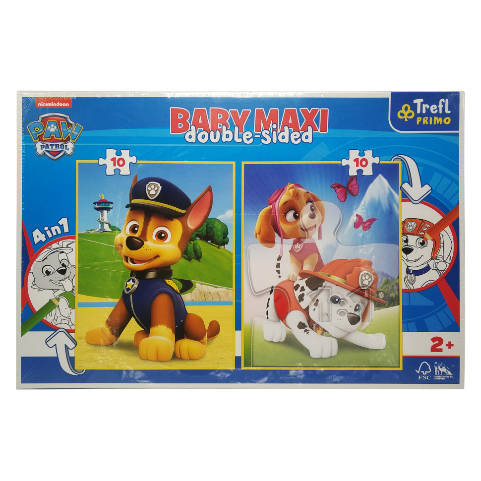 Пазли + розмальовка Trefl 43003 (BABY MAXI) - "Команда щенячого патруля" /10+10 елм, фото 1