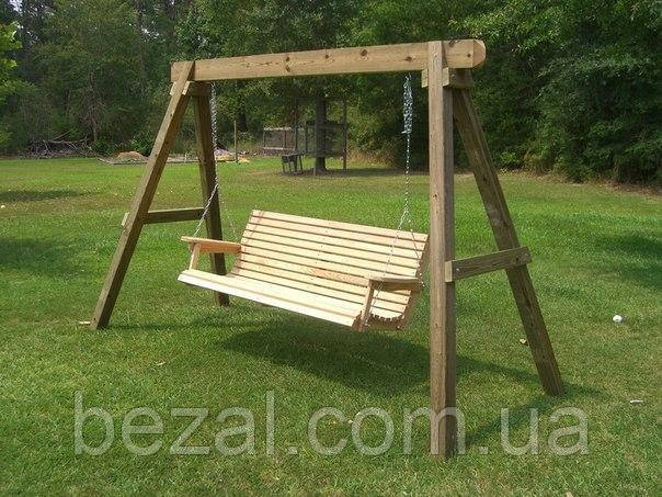 Гойдалки дерев'яні садові Альфа, фото 1