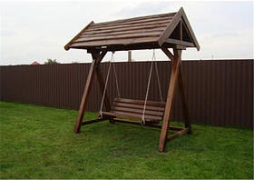 Гойдалка садова з дахом з натурального дерева Моргана