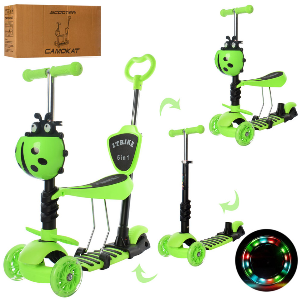 Самокат Дитячий mebelime MAXI iTrike JR3-026-GR з батьківською ручкою, фото 1