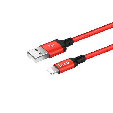 Кабель Hoco X14 Pisces Cable USB to Lightning 2A 1m Red - Black, фото 1