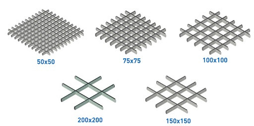 Алюминиевые решетчатые потолки ГРИЛЬЯТО 100 х 100 RAL 9005 черный - фото 4 - id-p726140859