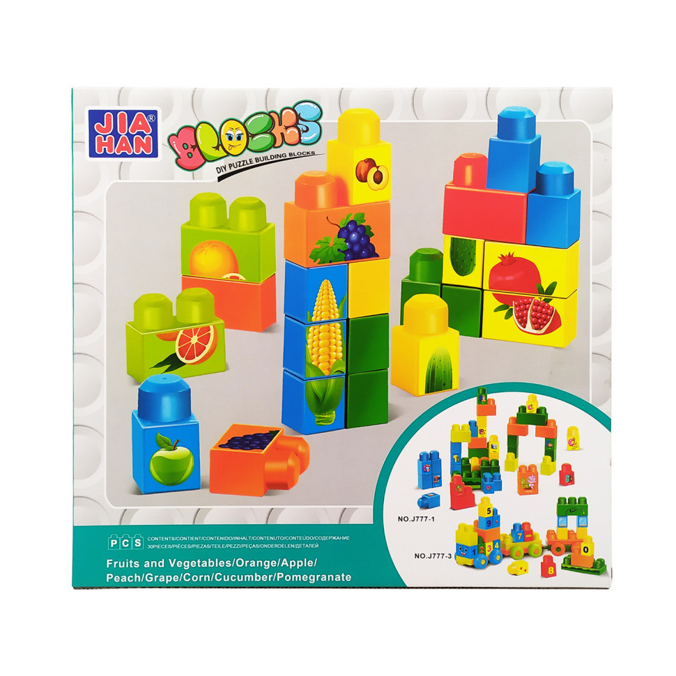 Конструктор mebelime Blocks "Фрукти та Овочіі" Keedo J777, 30 елемента, фото 1